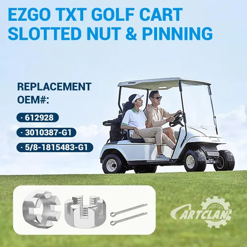 Miniatura 6 de CartClan - Juego de 2 tuercas ranuradas y clavijas para carrito de golf EZGO TXT 1976-2013, pieza de repuesto 5/8-1815483-G1/612928 3010387-G1