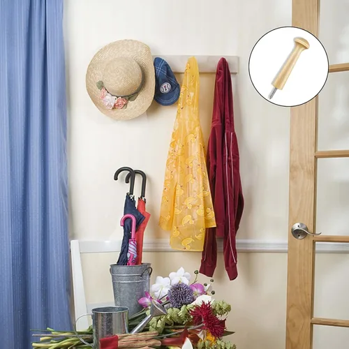 Miniatura 7 de Sfcddtlg 36 piezas de clavijas de madera con tornillo de madera de 2.95 pulgadas en clavijas cocteleras de madera sin terminar para colgar ropa