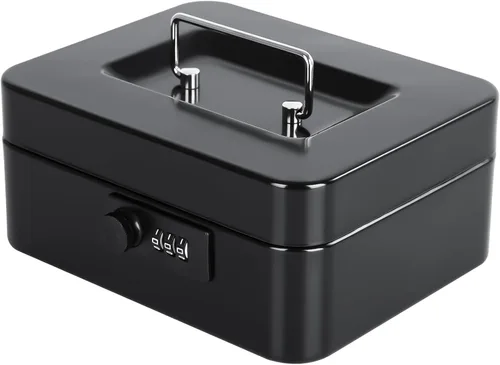 Miniatura 20 de KYODOLED Caja de dinero grande con cerradura de combinación, caja de dinero de metal segura con bandeja para dinero para caja de seguridad de 9.84 x