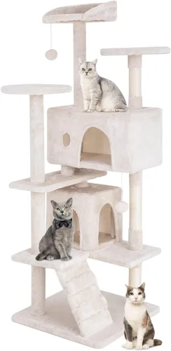 Miniatura 28 de PayLessHere Árbol para Gatos de 54 Pulgadas Torre para Gatos con Poste Rascador para Gatos, Soporte de Condominio para Gatos de Múltiples Niveles