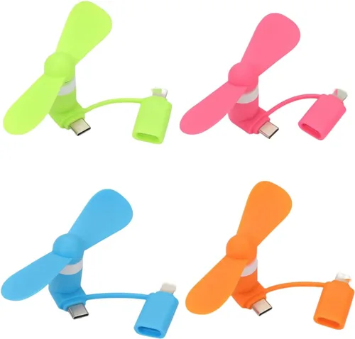 Ventilador tipo USB C 2 en 1, para iPhone todas las series 7 8 X 11 12 13 14 15 16 17 XS XR Plus Mini Pro Max SE, para Samsung Galaxy S, Z Fold