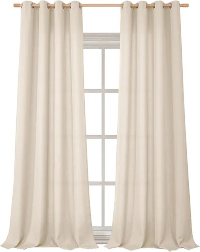 Miniatura 108 de BGment Cortinas de Lino Beige de 63 Pulgadas de Largo 2 Paneles - Tratamientos para Ventanas con Textura de Arpillera Filtrantes de Luz Cortinas