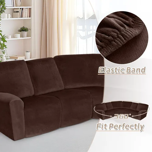 Miniatura 663 de Arfntevss Fundas de sofá seccional reclinable de terciopelo, Funda de sofá seccional de esquina para sofá reclinable, Funda elástica suave