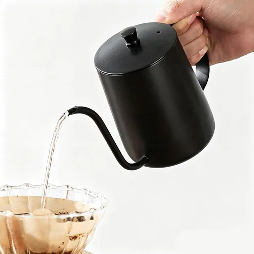 Hervidor de agua de acero inoxidable de 12 onzas, boquilla de cuello de cisne para verter sobre el café, tetera larga y estrecha para verter con