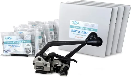 Miniatura 10 de IDL Packaging - PET-B-58-D Kit de flejado de poliéster de 5/8", estándar con dispensador - Todo lo que necesitas para atar un palet