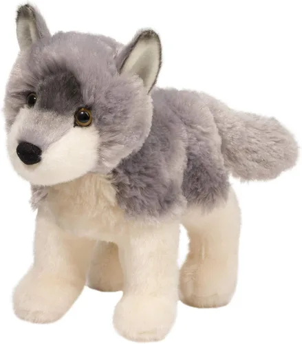 Douglas Ashes Wolf Plush – Juguete de peluche suave y realista de 8 pulgadas para niños, niños pequeños y coleccionistas de vida silvestre