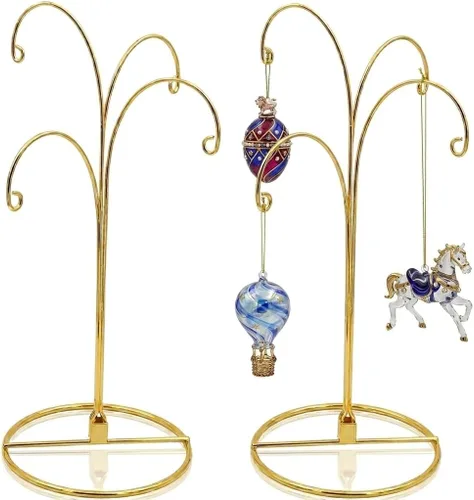Miniatura 11 de HOHIYA Soporte de exhibición de adornos de 12 pulgadas, paquete de 2 soportes de metal de 4 brazos para decoraciones de Navidad, adornos colgantes