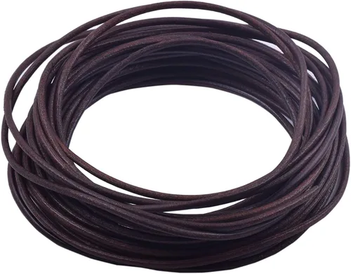 Miniatura 9 de KONMAY Cordón redondo de cuero real de 0.039 pulgadas, cordón de cuero negro de 25 yardas para hacer joyas, collares, pulseras y manualidades