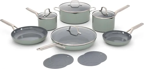 Miniatura 7 de Calphalon Juego de utensilios de cocina antiadherentes de cerámica de 12 piezas, ollas y sartenes de fácil limpieza para cocinar todos los días