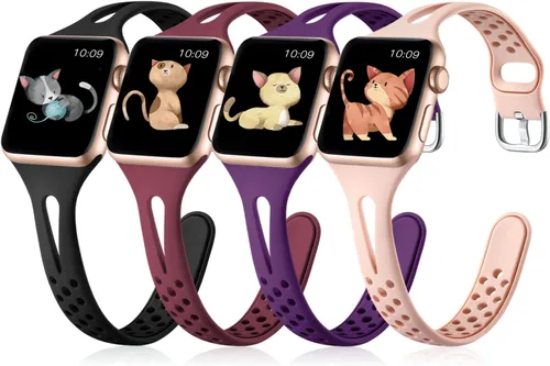 Miniatura 12 de Getino Compatible with Apple Watch Bands 38mm 40mm 41mm 42mm 44mm 45mm 46mm 49mm for Women Men, Soft Durable Breathable Thin Slim Narrow Band for