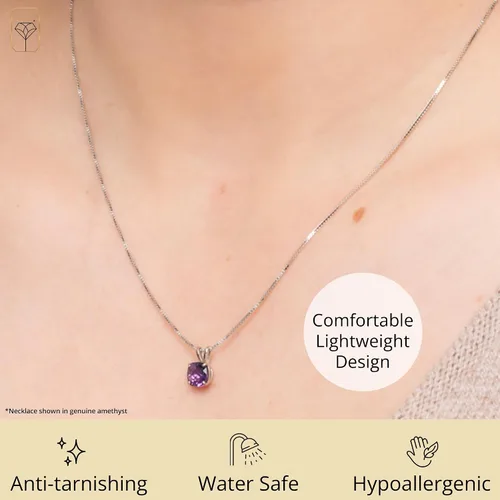 Miniatura 14 de MAX + STONE Cushion Cut Gemstone Necklace 8mm Solitaire Birthstone Necklace for Women Gemstone Pendant Necklaces with 18 inch Box Chain