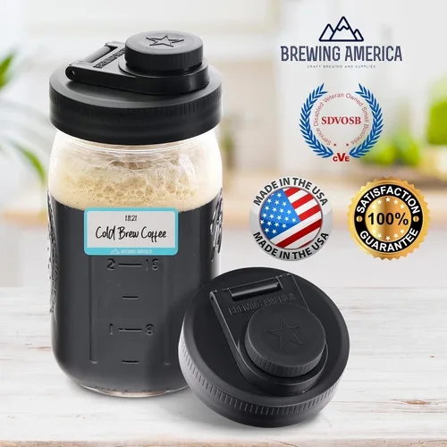 Miniatura 5 de Tapas para tarros Mason de boca ancha y filtro de 1 cuarto de galón para café frío, paquete de 4 tapas fabricadas en Estados Unidos sin fugas
