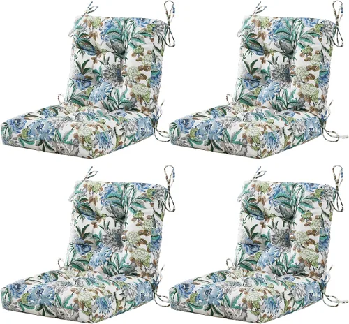 Miniatura 16 de BLISSWALK Cojines para sillas de exterior, 40 x 20 x 4 pulgadas, cojín de mimbre grueso con respaldo bajo y lazos para muebles de patio, floral