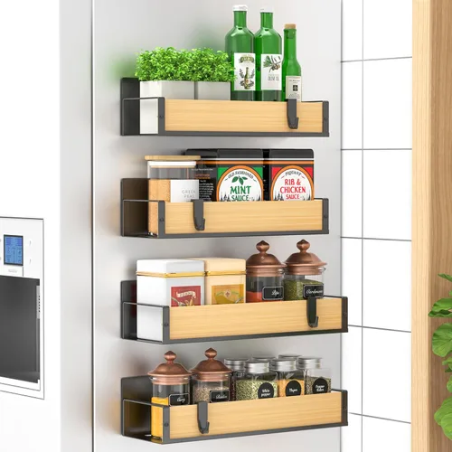 Miniatura 18 de HuggieGems Paquete de 4 Organizadores Magnéticos de Almacenamiento de Especias para Refrigerador y Horno, Organizadores y Almacenamiento Gris