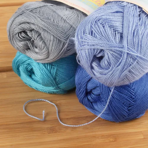 Miniatura 3 de JubileeYarn - Hilo deliciosamente fino, 1.76 oz/madeja de rayón de bambú y encaje, tonos de azul, 4 madejas