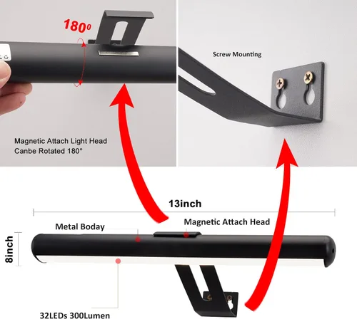 Miniatura 3 de Luz para Cuadros Operada por Batería, Luces para Cuadros de Pared, Luz para Cuadros Inalámbrica con Control Remoto para Pinturas, 48 LED, 16 Cambios