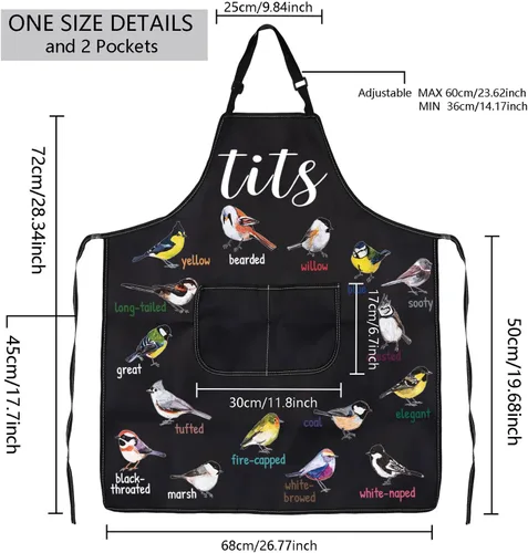 Miniatura 2 de MBMSO Delantal de tetas con bolsillos, delantal de cocina para observación de aves para amantes de las aves Tetas Pájaro Delantal-b