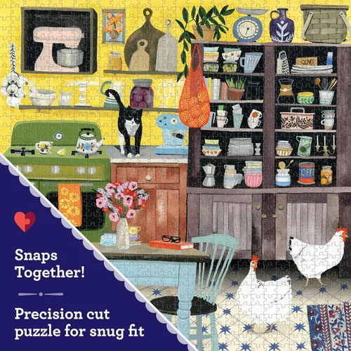 Miniatura 4 de eeBoo Rompecabezas de 1000 piezas de gallinas de cocina para adultos, cuadrado de 23 x 23 pulgadas, fabricado con tablero reciclado y tinta a base
