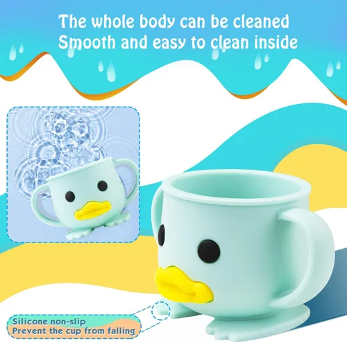 Miniatura 8 de Vaso para niños pequeños, taza de entrenamiento de silicona, taza de destete LED para bebés con doble asa, taza abierta para bebés, irrompible, 7