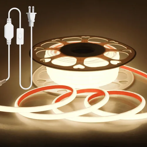 Miniatura 10 de Aclorol Tira de luces LED COB de 110 V para exteriores, impermeable, 6.56 pies/2M, luz diurna blanca 6000 K CRI90+ flexible y Unifrom tira de luz