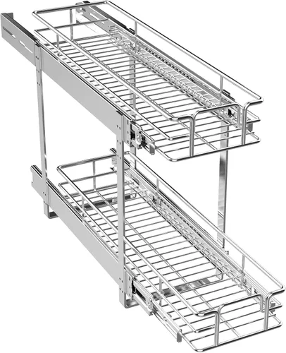 ROOMTEC Organizador de gabinete extraíble (5.5 pulgadas de ancho x 21.5 pulgadas de profundidad), 2 niveles de almacenamiento extraíble para cajón