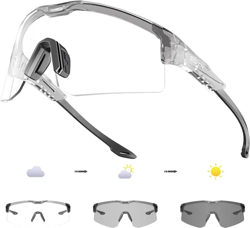 SCVCN Gafas de ciclismo fotocromáticas para hombres y mujeres, UV400, gafas deportivas para jóvenes, a prueba de viento, para béisbol, golf 09