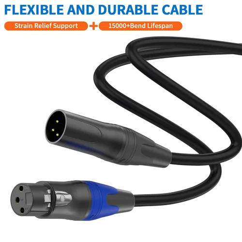Miniatura 5 de LanSenSu 1 micrófono divisor XLR Y macho a 2 hembras, XLR hembra de 3 pines a doble XLR macho Y-Splitter Cables de audio de micrófono equilibrado