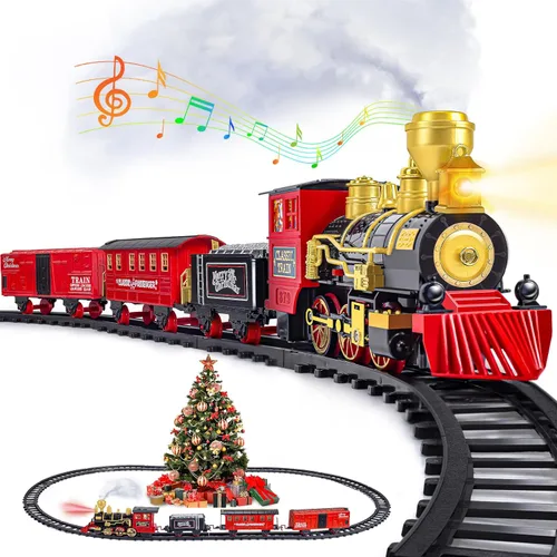 Letapapa Conjunto de Tren, Conjuntos de Tren de Navidad para Debajo del Árbol, Juguete de Tren Eléctrico para Niños y Niñas, Tren de Juguete con
