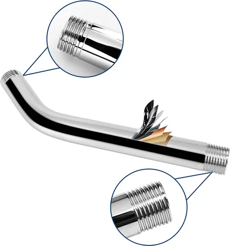 Miniatura 4 de NearMoon Brazo de ducha con brida, hecho de tubo extensor de ducha de acero inoxidable 304, montado en la pared para regadera de baño fijo, nunca se