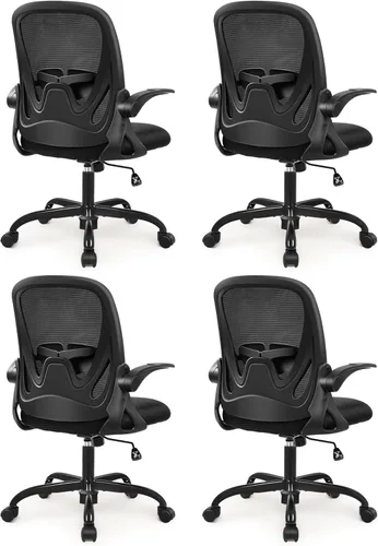 Miniatura 15 de Primy Silla de Oficina Ergonómica Silla de Escritorio con Reposabrazos Abatibles Silla Giratoria de Escritorio de Malla Transpirable para Caqui