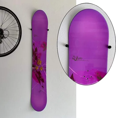 Miniatura 3 de Soporte de pared para snowboard, estante de almacenamiento de esquí, diseño flotante invisible, capacidad para 5 tablas, se adapta a cualquier esquí