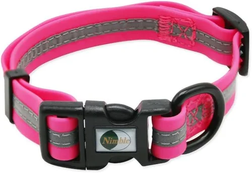Miniatura 21 de NIMBLE Collar de perro impermeable para mascotas, ajustable, reflectante, duradero, flexible, de nailon con revestimiento de poliéster, collares