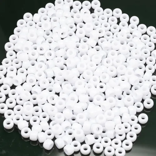 Miniatura 4 de Gxueshan 1000 cuentas acrílicas blancas de poni de 0.236 x 0.315 pulgadas a granel para pulseras de amistad, collares, joyería, aretes, trenzado
