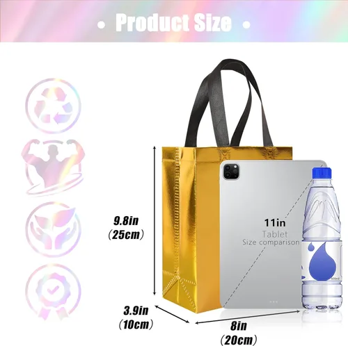 Miniatura 3 de cabzymx 18 bolsas de regalo pequeñas azul brillante, 8 x 3.9 x 9.8 pulgadas, bolsa de regalo reutilizable a granel con base resistente, bolsas