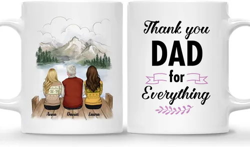 Miniatura 19 de Gossby Taza personalizada (3 hijas) Thank You Dad For Everything, taza personalizada para papá, de regalo, día del padre, cumpleaños, 11 onzas, 15 3