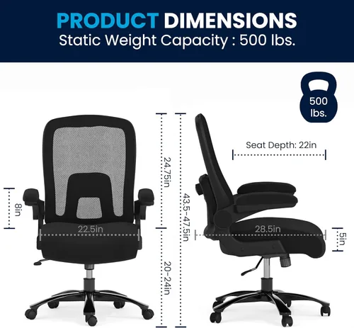 Miniatura 3 de Flash Furniture Silla giratoria grande y alta para oficina y juegos con soporte lumbar y espalda, silla de oficina ergonómica de malla con Tela