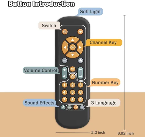 Miniatura 7 de Baby TV - Juguete de control remoto con luz y sonido realistas Baby TV Remote Control Toy with Music - English, French and Spanish 3 Language for