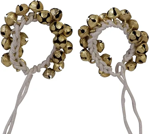 Miniatura 8 de Kathak Ghungroo - Par de 16 campanas grandes atadas con cordón de algodón para tobillera, instrumento musical de la India, accesorios de baile 50-50