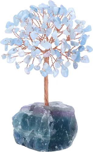 Miniatura 9 de Jovivi Árbol de cristal natural de 7 chakras, cristales curativos crudos, base de fluorita, árbol de dinero bonsái para el hogar, oficina