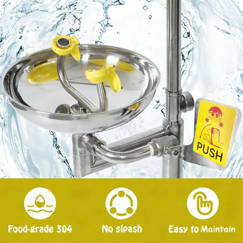 Miniatura 7 de lukar Estación de ducha de emergencia para lavado de ojos, estación de ducha de lavado de ojos de acero inoxidable 304, estación de ducha combinada