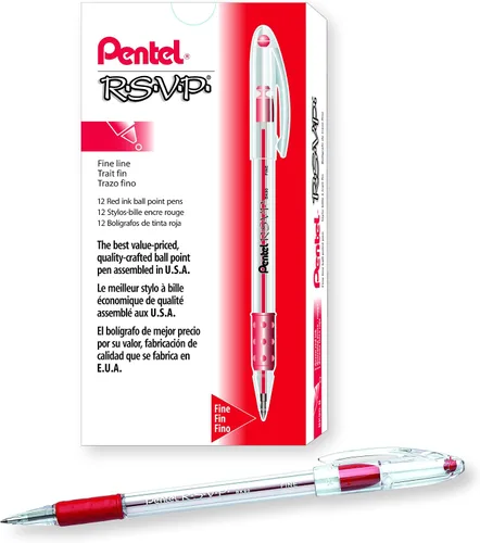 Miniatura 8 de Pentel R.S.V.P. Bolígrafo, trazo medio, tinta azul, paquete de dos unidades (BK91BP2C), Negro