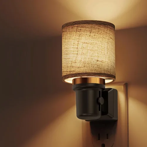 Miniatura 9 de L LOHAS LED Luces Nocturnas Enchufables en la Pared, Luz Nocturna Decorativa de Cilindro de Tela Boho con Borla, Sensor de Crepúsculo a Amanecer