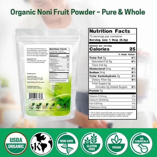 Miniatura 2 de Z Natural Foods Noni Fruit Powder - Superalimento orgánico crudo sin gluten sin OMG - Apoya la digestión saludable y la energía - Repleto