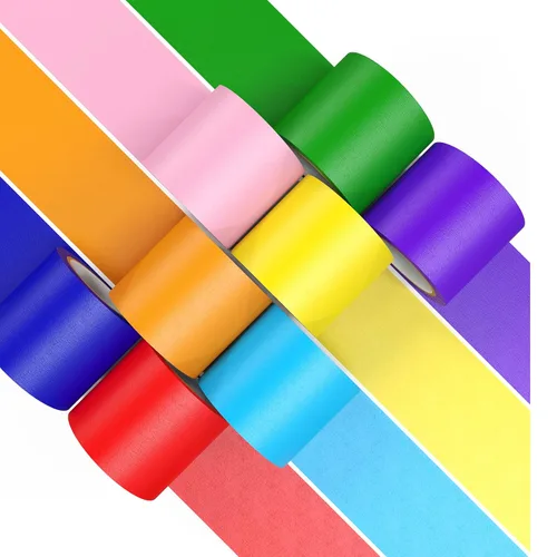 CHIYUNS Cinta adhesiva de colores gruesa, cinta de pintores de color para niños, 8 rollos de 2 pulgadas de ancho x 10 yardas cada uno, cintas de
