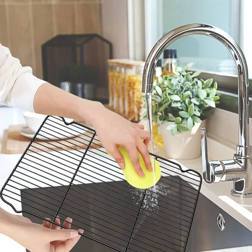 Miniatura 7 de P&P CHEF Paquete de 2 estantes de enfriamiento para hornear, de acero inoxidable, para cocinar, hornear, asar, secar, alambres densos y borde liso