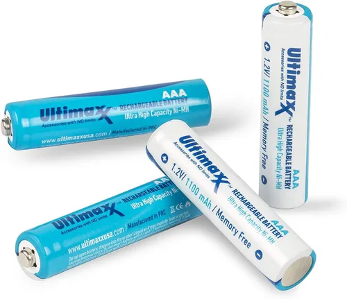Miniatura 6 de Ultimaxx Cargador con baterías, cargador de batería de 8 puertos y 2 pilas AAA de 1100 mAh (4 piezas) sin memoria, recargable, Ni-MH