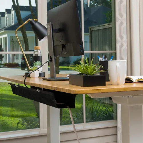 Miniatura 7 de PERFECT POSTURE Organizador de cables de malla, organización de cables debajo del escritorio con correas ajustables, malla flexible, diseño de fácil