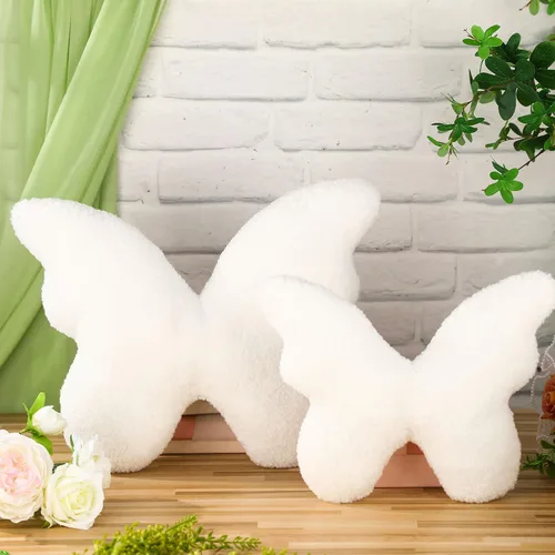 Soaoo 2 almohadas de mariposa decorativas para sofá, 2 tamaños, color blanco de verano, cojines decorativos de felpa para sofá, cojín de mariposa
