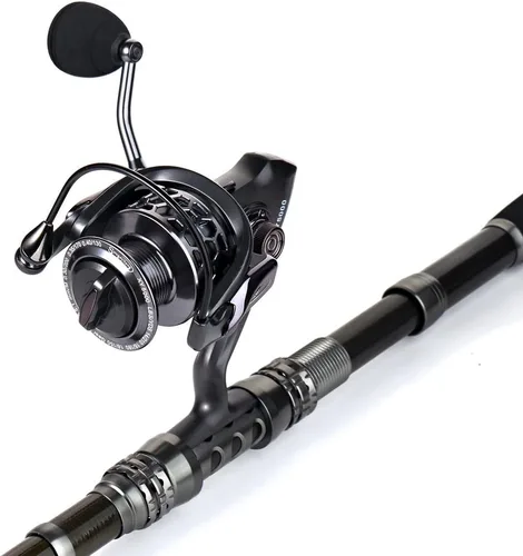Miniatura 5 de Sougayilang Combo de Caña de Pescar y Carrete con Caña Telescópica y Carrete Giratorio, Bolsa de Transporte para Viajes de Pesca en Agua Dulce