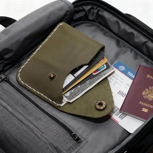 Miniatura 69 de Cartera organizadora de tarjetas de bolsillo frontal cosida a mano minimalista de cuero genuino para tarjetas, billetera con tarjetero pequeño, Negro